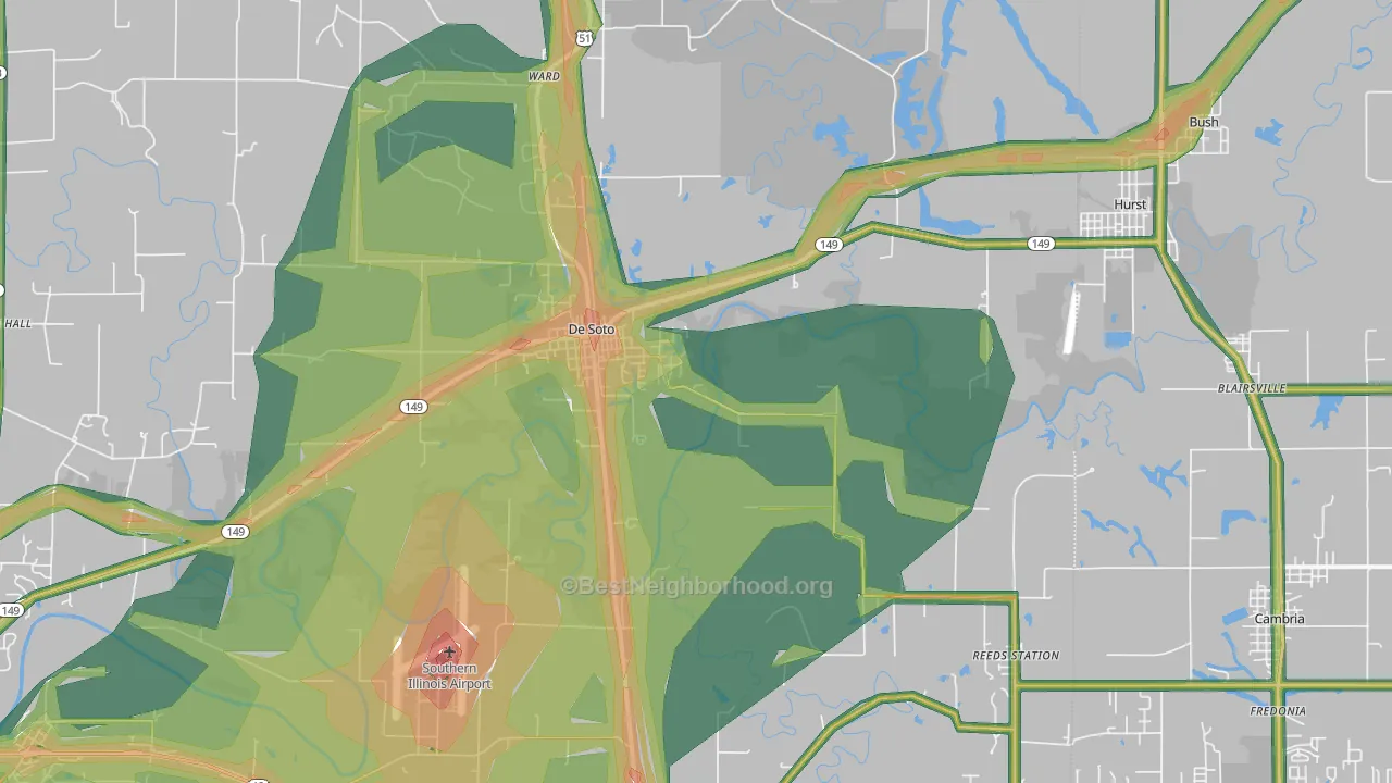 DeSoto, IL Map of Noise Levels in DeSoto