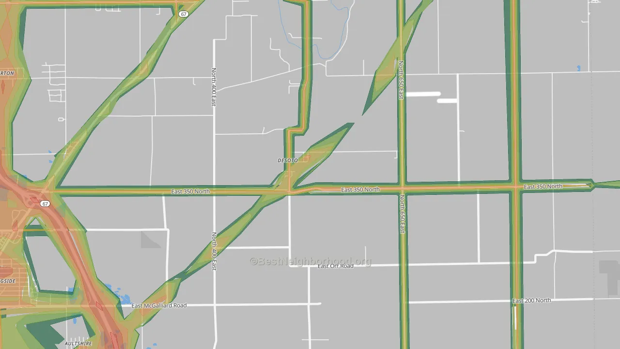 DeSoto, IN Map of Noise Levels in DeSoto