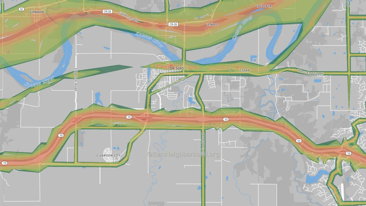 DeSoto, KS Map of Noise Levels in DeSoto