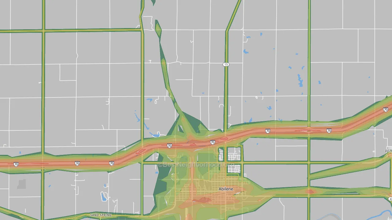 Detroit, KS Map of Noise Levels in Detroit