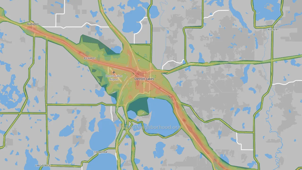 Detroit Lakes, MN Map of Noise Levels in Detroit Lakes