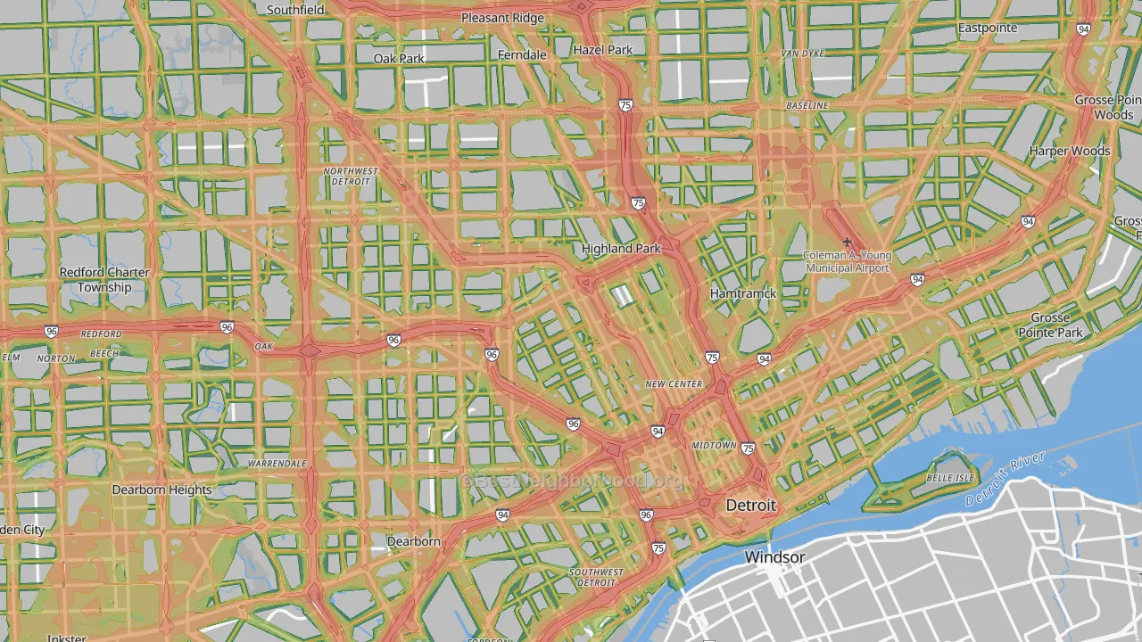 Detroit, MI Map of Noise Levels in Detroit