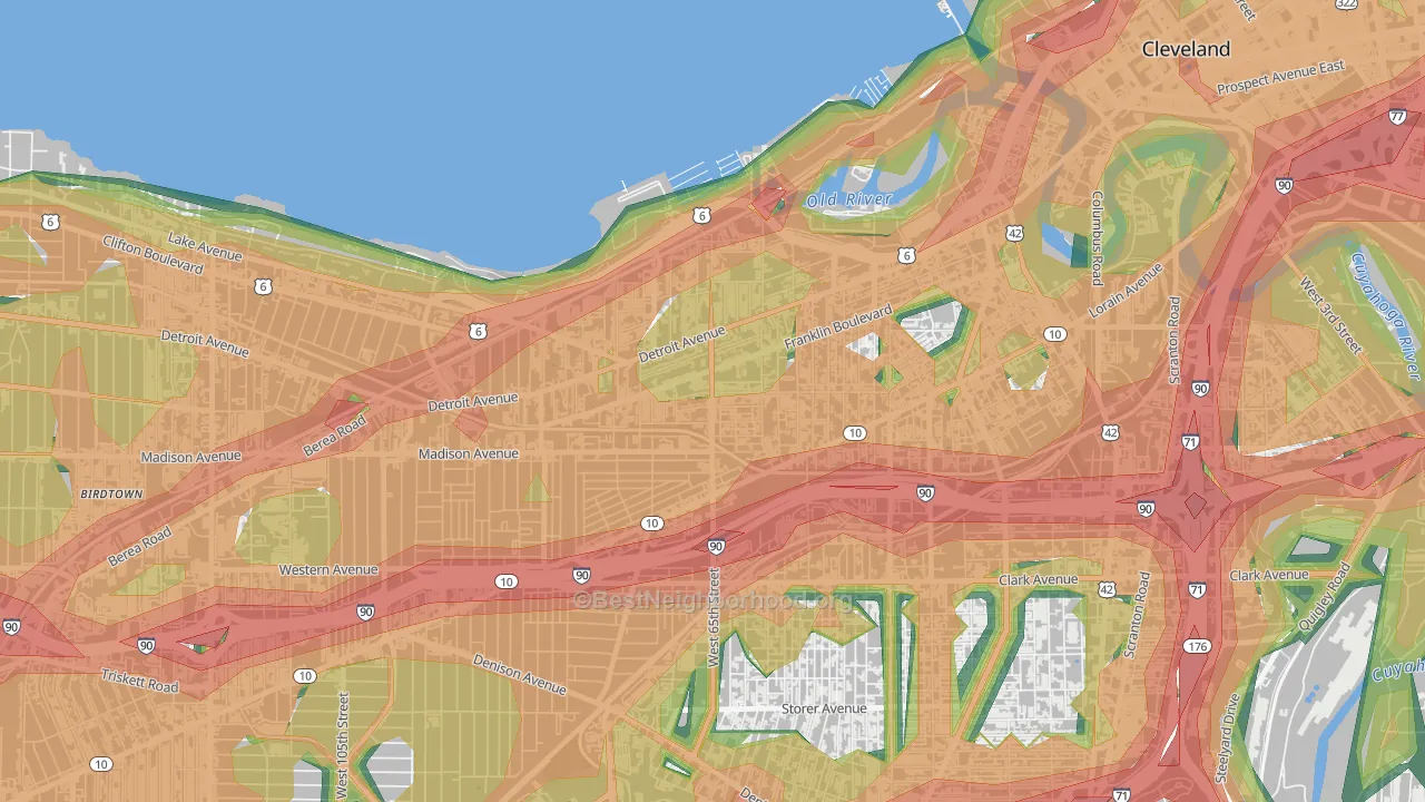 Detroit Shoreway, Cleveland, OH Map of Noise Levels in Detroit Shoreway
