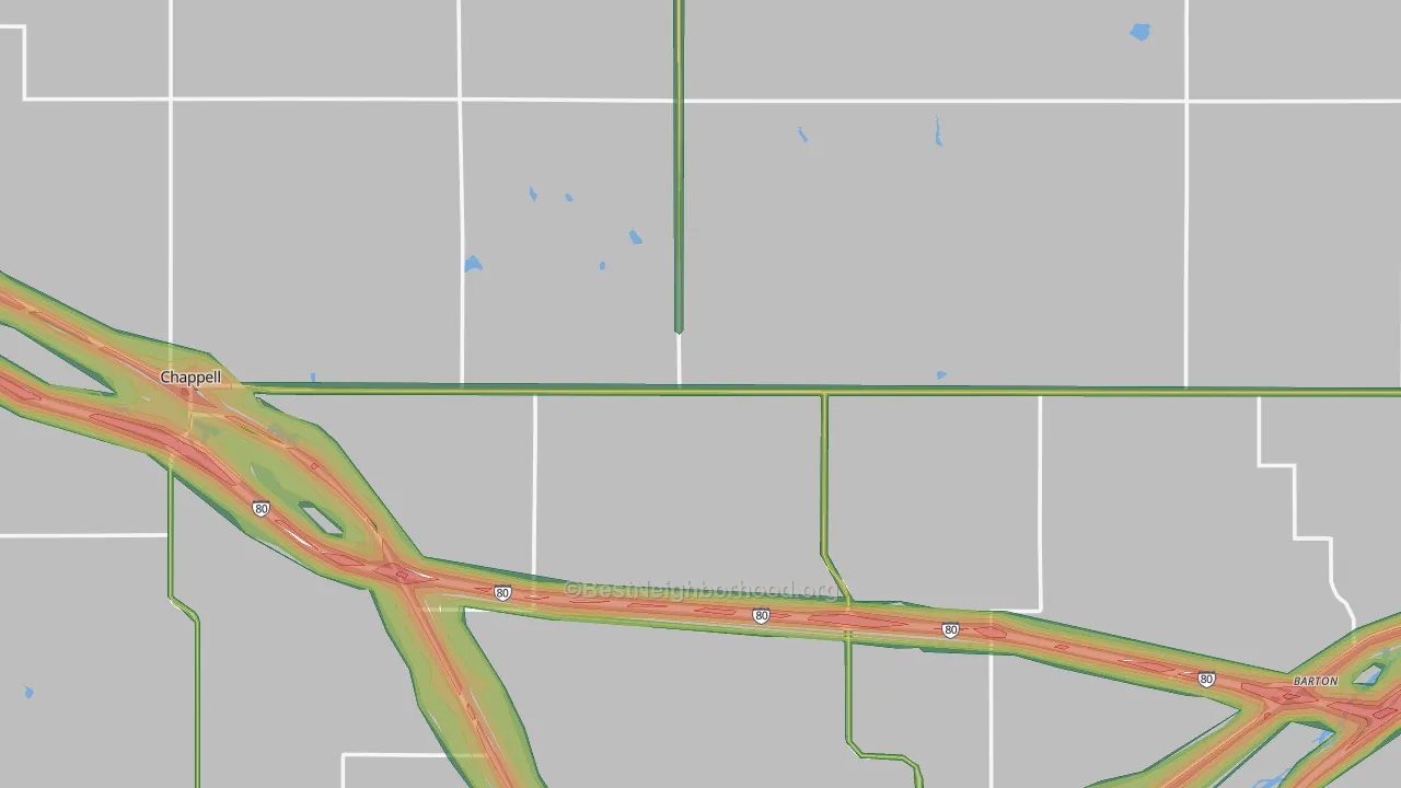 Deuel County, NE Map of Noise Levels in Deuel County
