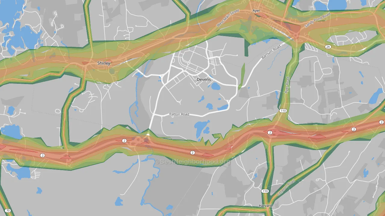 Devens, MA Map of Noise Levels in Devens