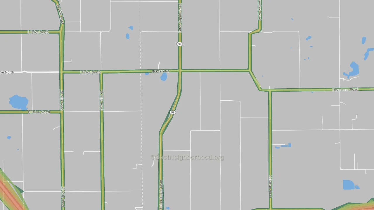 Devereaux, MI Map of Noise Levels in Devereaux