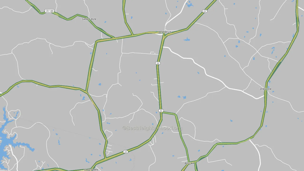 Devereux, GA Map of Noise Levels in Devereux
