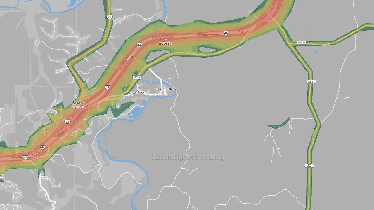Devils Elbow, MO Map of Noise Levels in Devils Elbow