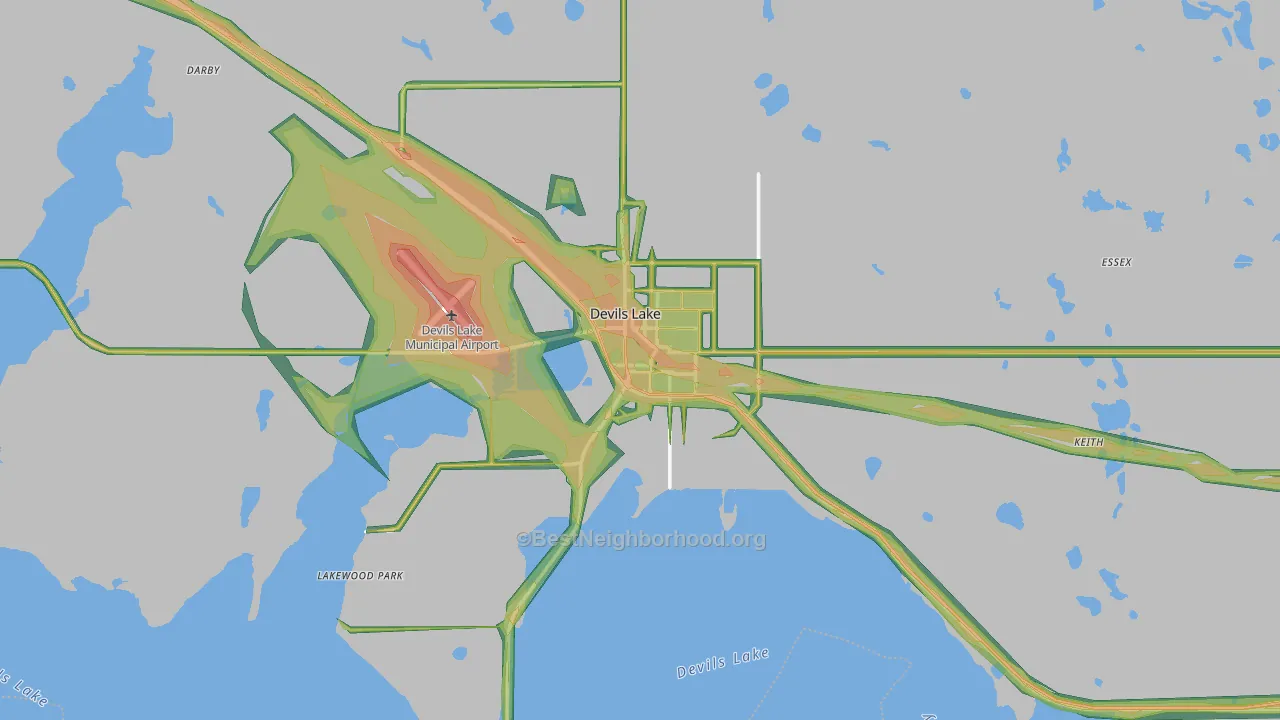 Devils Lake, ND Map of Noise Levels in Devils Lake