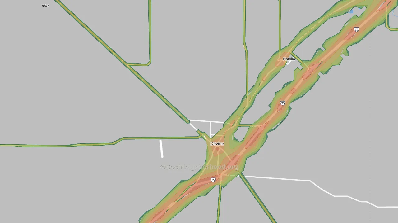 Devine, TX Map of Noise Levels in Devine