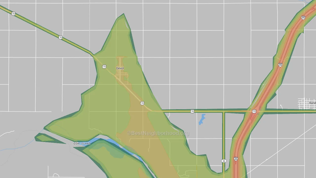 DeVol, OK Map of Noise Levels in DeVol