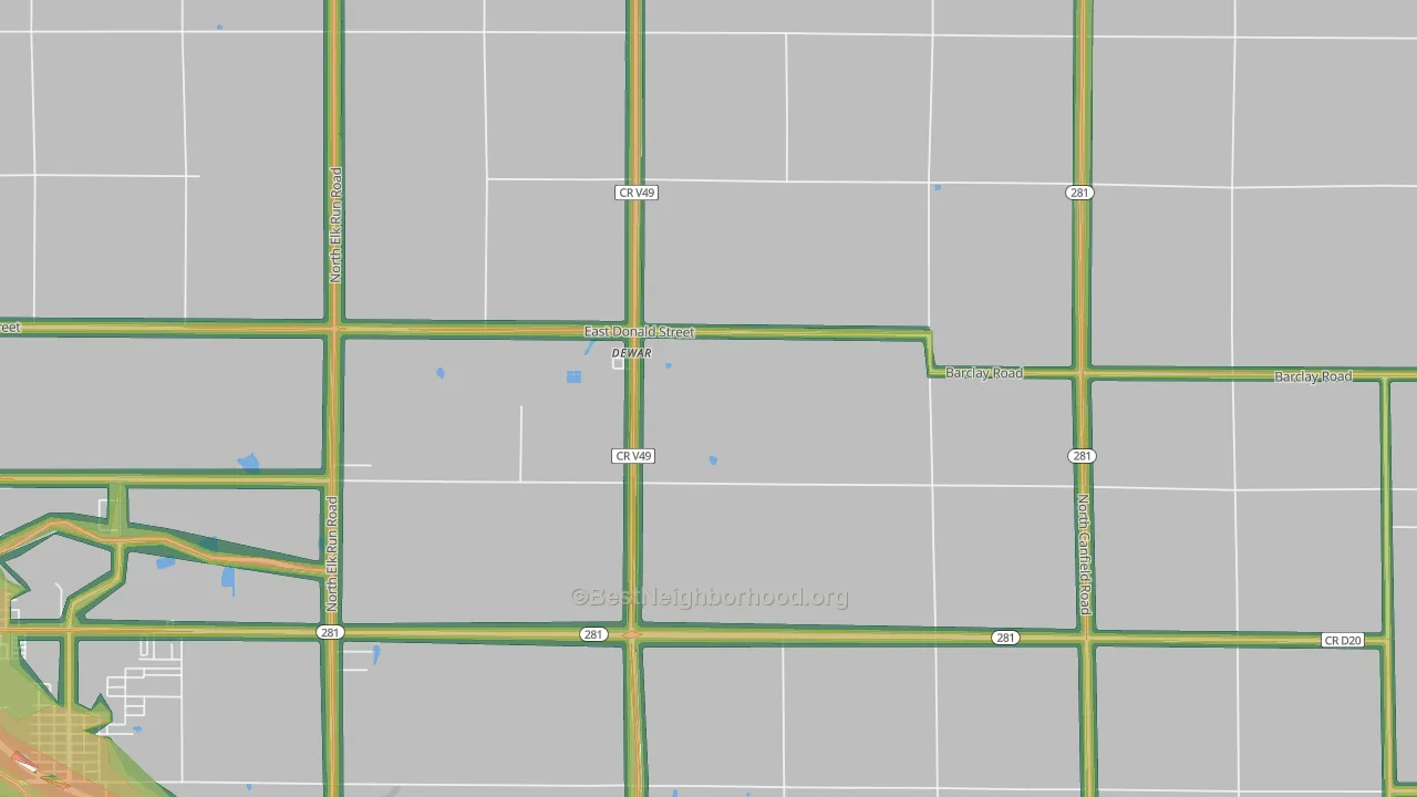 Dewar, IA Map of Noise Levels in Dewar