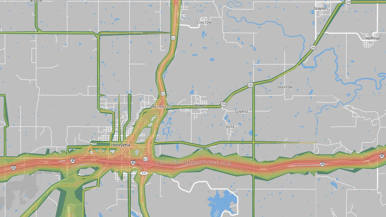 Dewar, OK Map of Noise Levels in Dewar