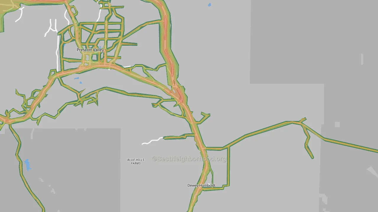 Dewey, AZ Map of Noise Levels in Dewey
