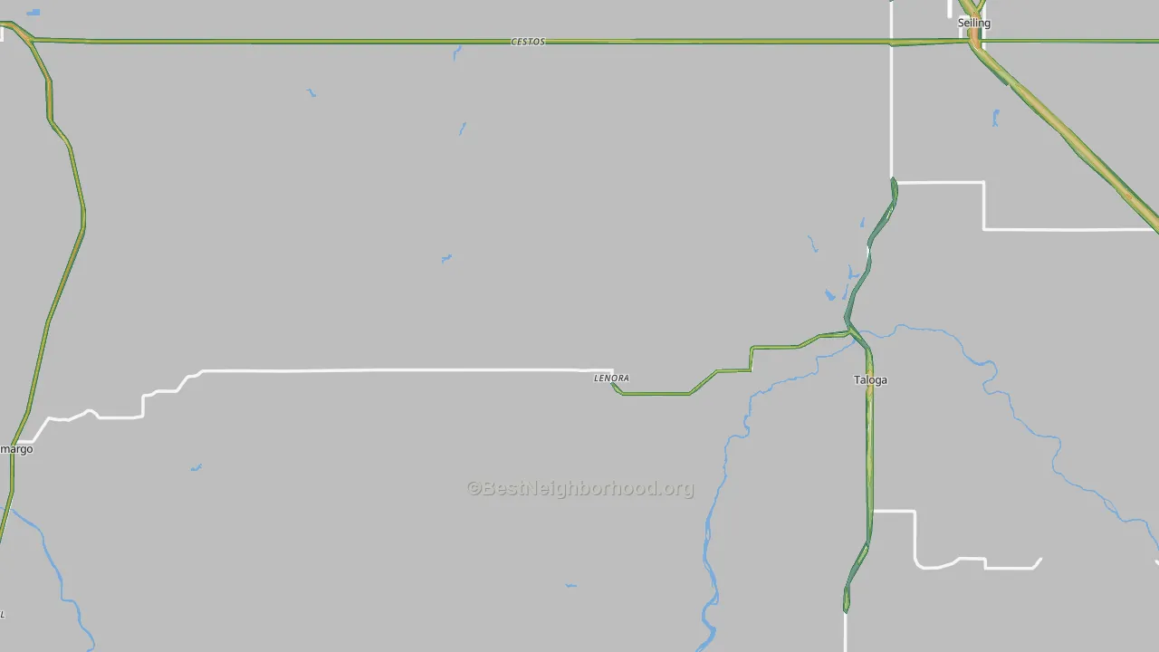 Dewey County, OK Map of Noise Levels in Dewey County