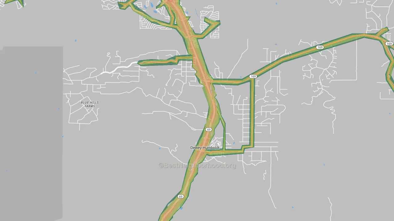 Dewey-Humboldt, AZ Map of Noise Levels in Dewey-Humboldt