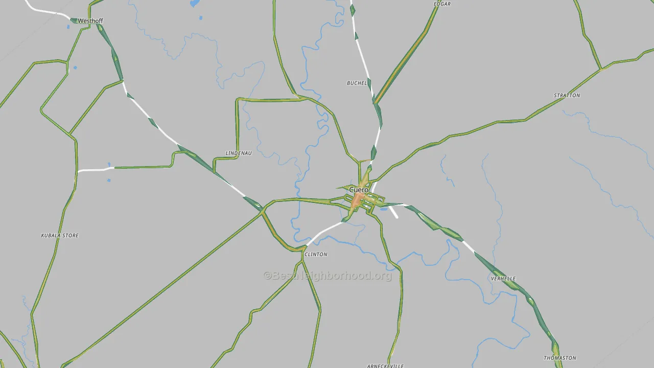 DeWitt County, TX Map of Noise Levels in DeWitt County