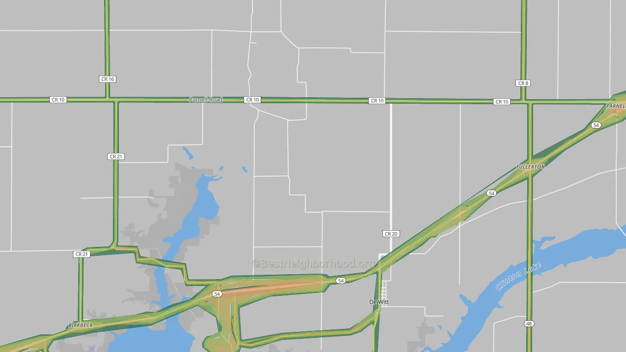 Dewitt, IL Map of Noise Levels in Dewitt