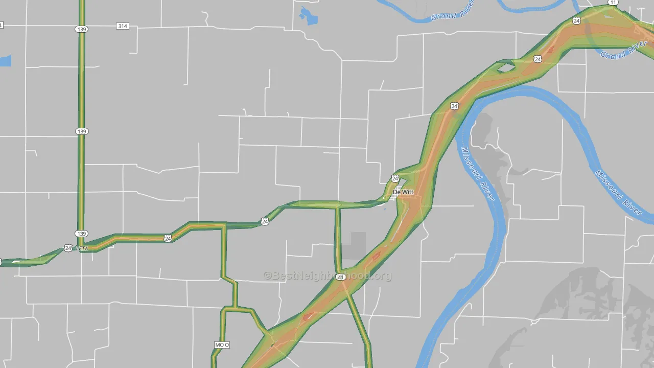 DeWitt, MO Map of Noise Levels in DeWitt