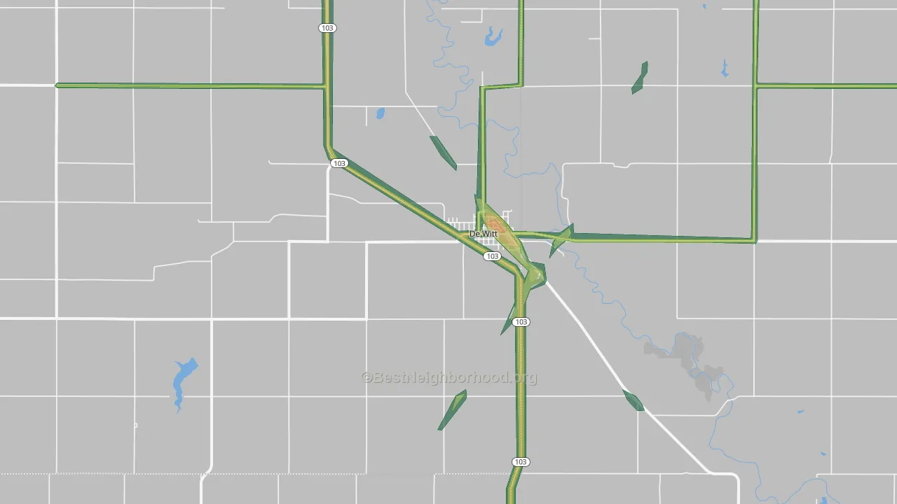 DeWitt, NE Map of Noise Levels in DeWitt