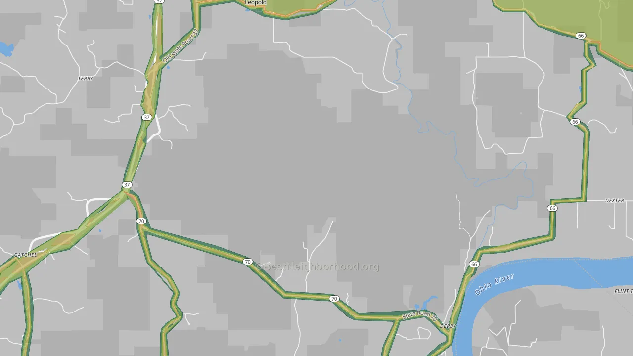 Dexter, IN Map of Noise Levels in Dexter