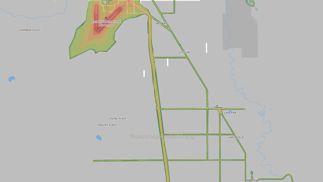 Dexter, NM Map of Noise Levels in Dexter