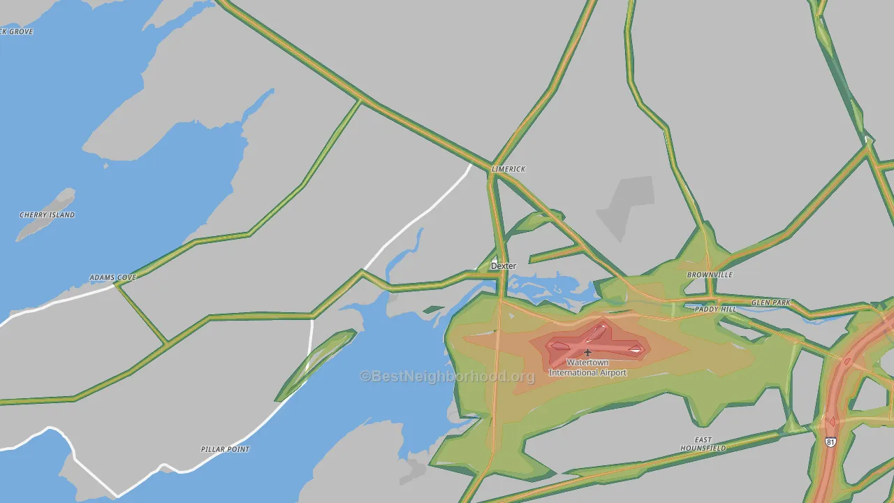 Dexter, NY Map of Noise Levels in Dexter