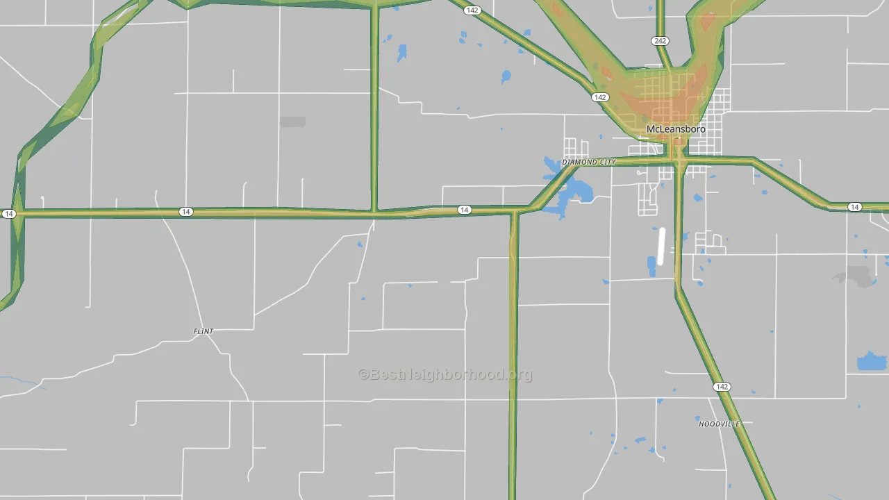 Diamond City, IL Map of Noise Levels in Diamond City