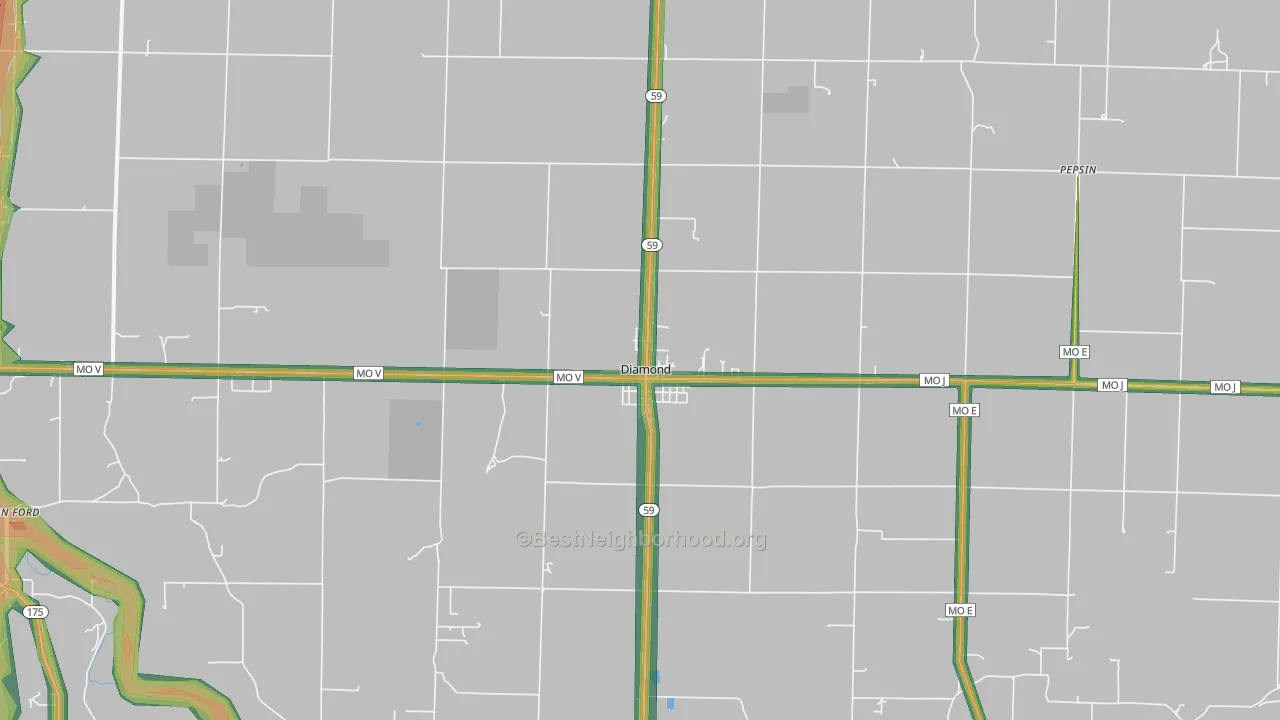 Diamond, MO Map of Noise Levels in Diamond