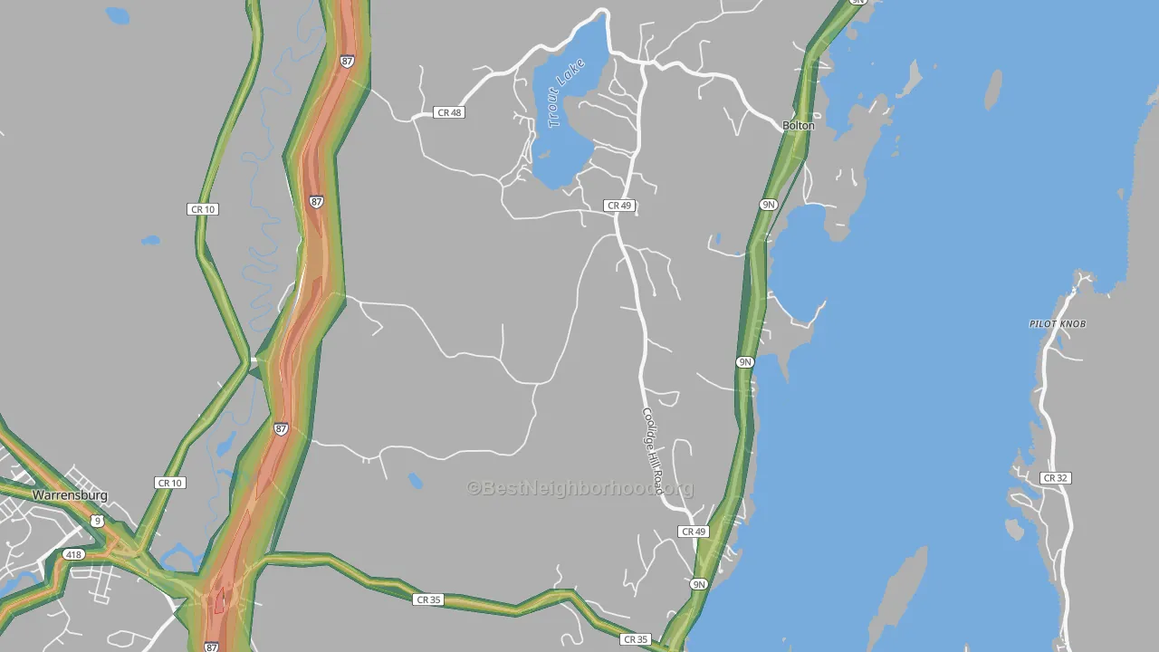 Diamond Point, NY Map of Noise Levels in Diamond Point