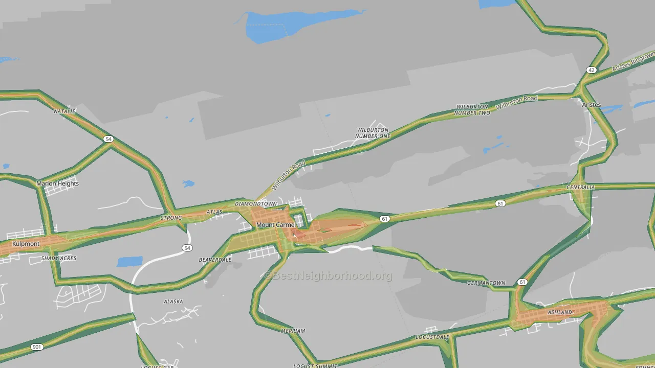 Diamondtown, PA Map of Noise Levels in Diamondtown