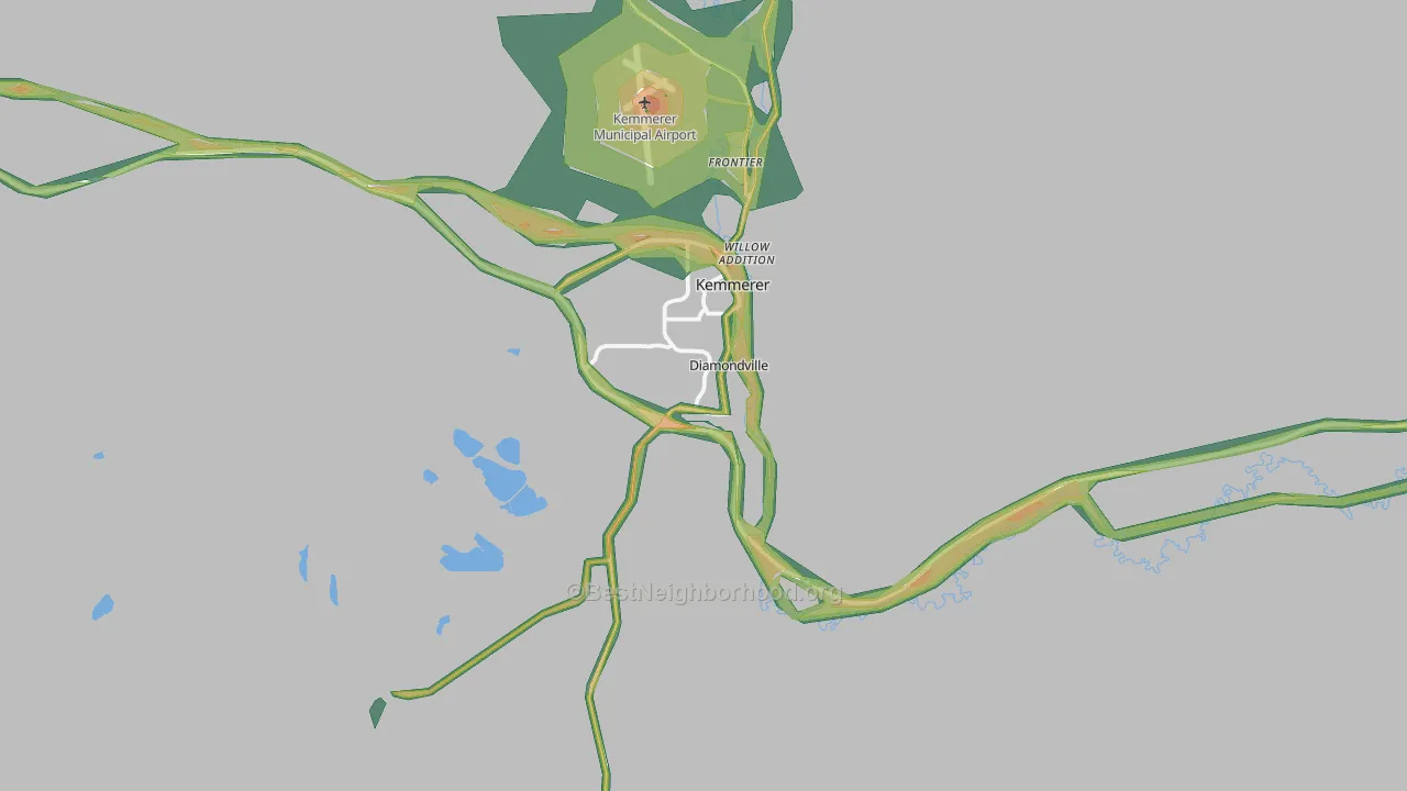 Diamondville, WY Map of Noise Levels in Diamondville