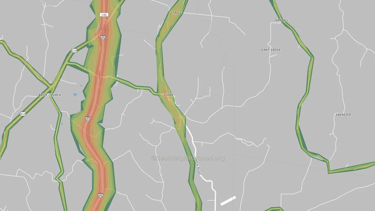 Diana, TN Map of Noise Levels in Diana