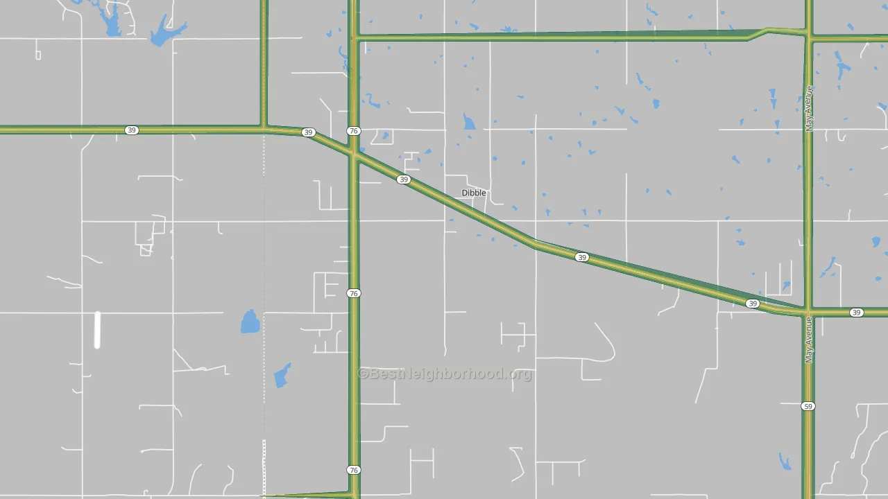 Dibble, OK Map of Noise Levels in Dibble