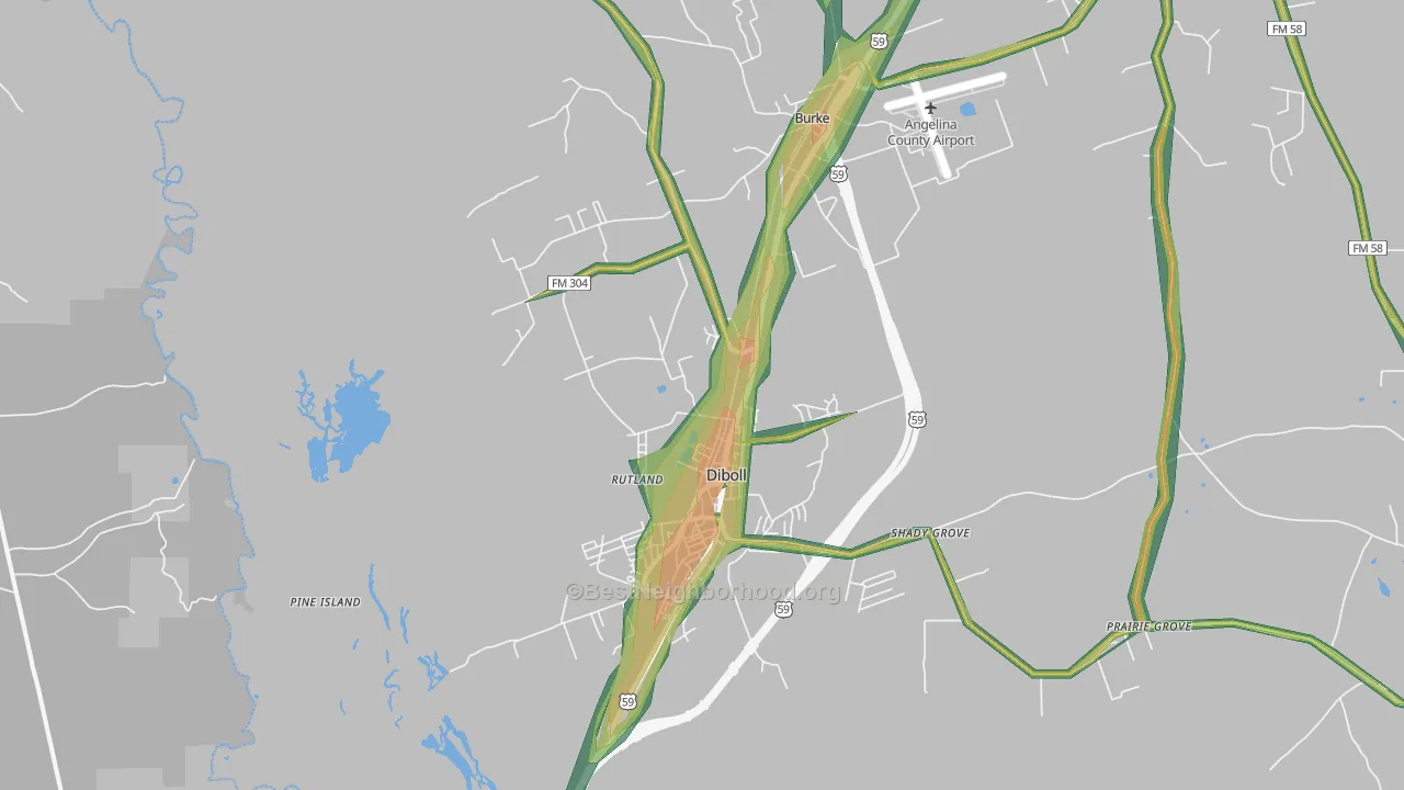 Diboll, TX Map of Noise Levels in Diboll