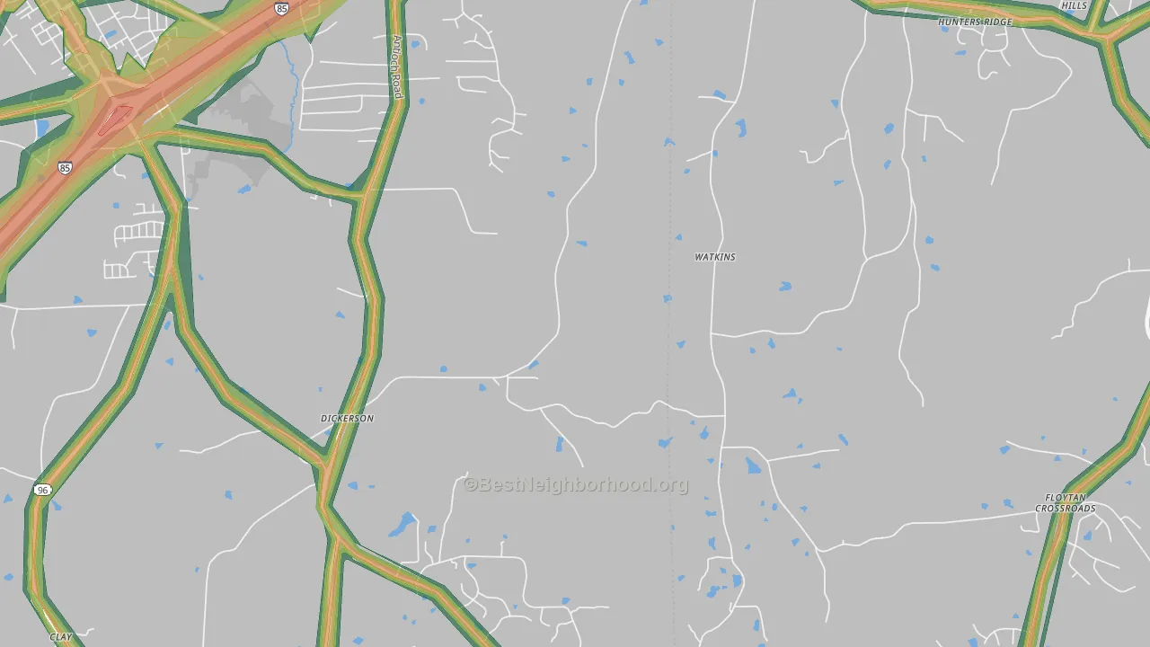 Dickerson, NC Map of Noise Levels in Dickerson