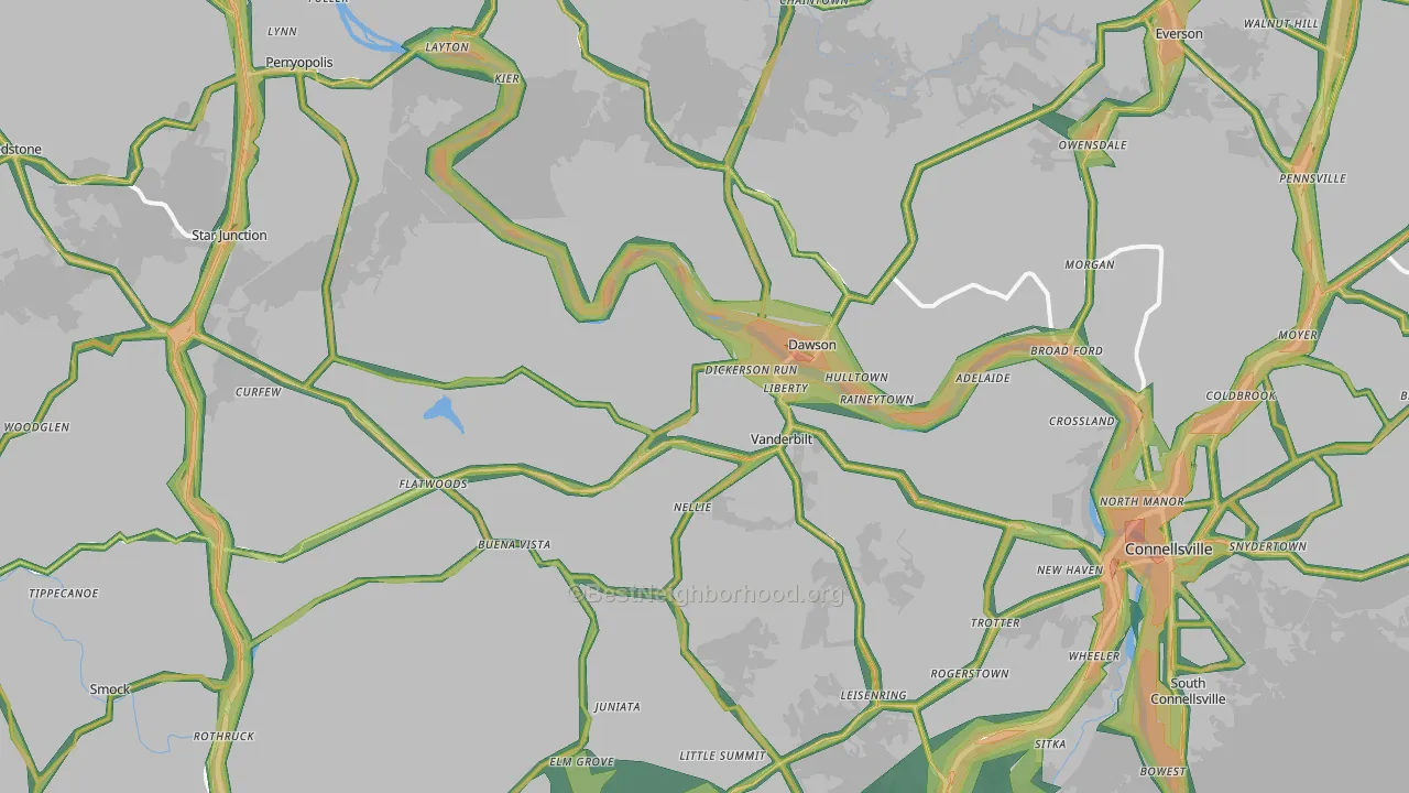Dickerson Run, PA Map of Noise Levels in Dickerson Run