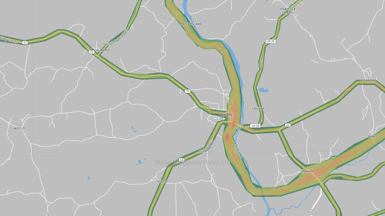 Dickert, AL Map of Noise Levels in Dickert