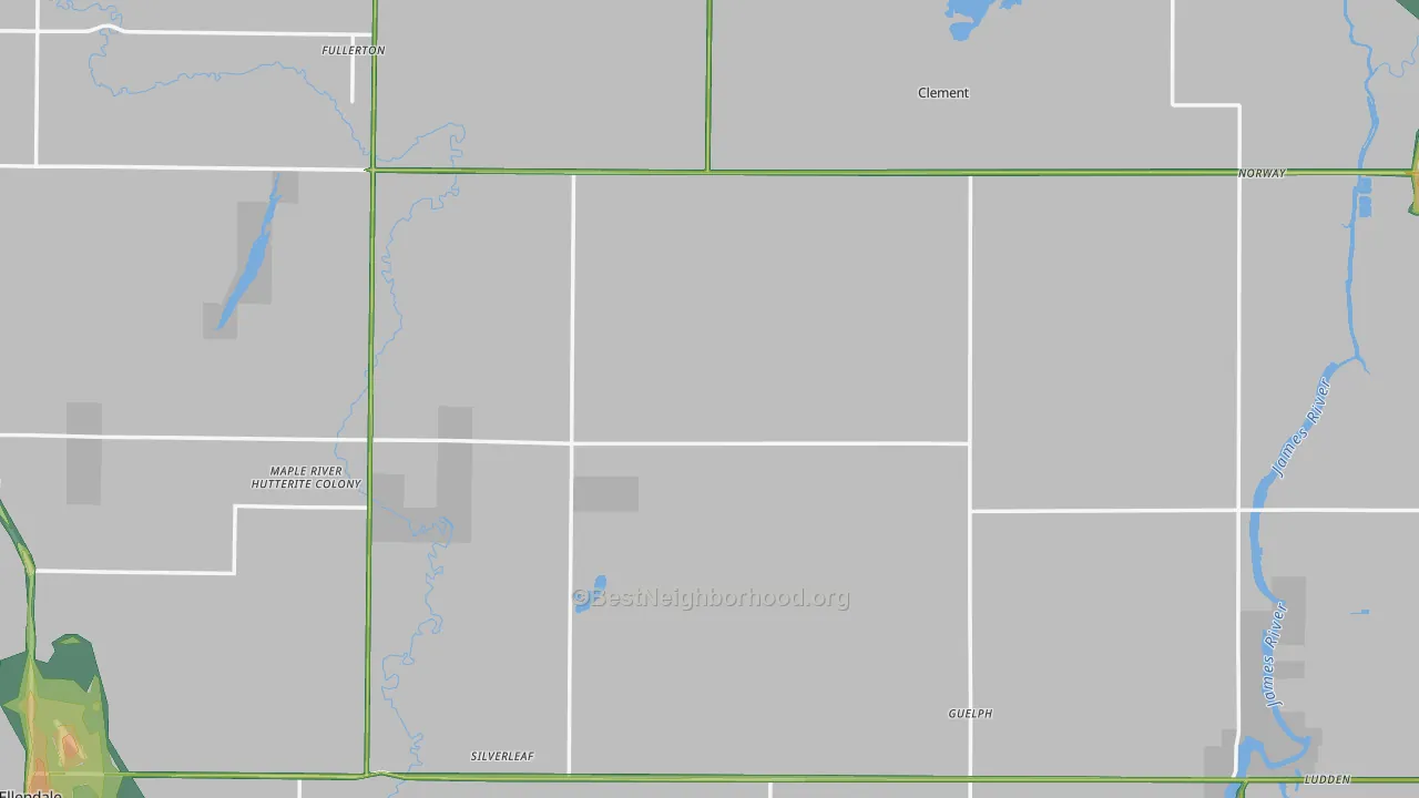 Dickey County, ND Map of Noise Levels in Dickey County