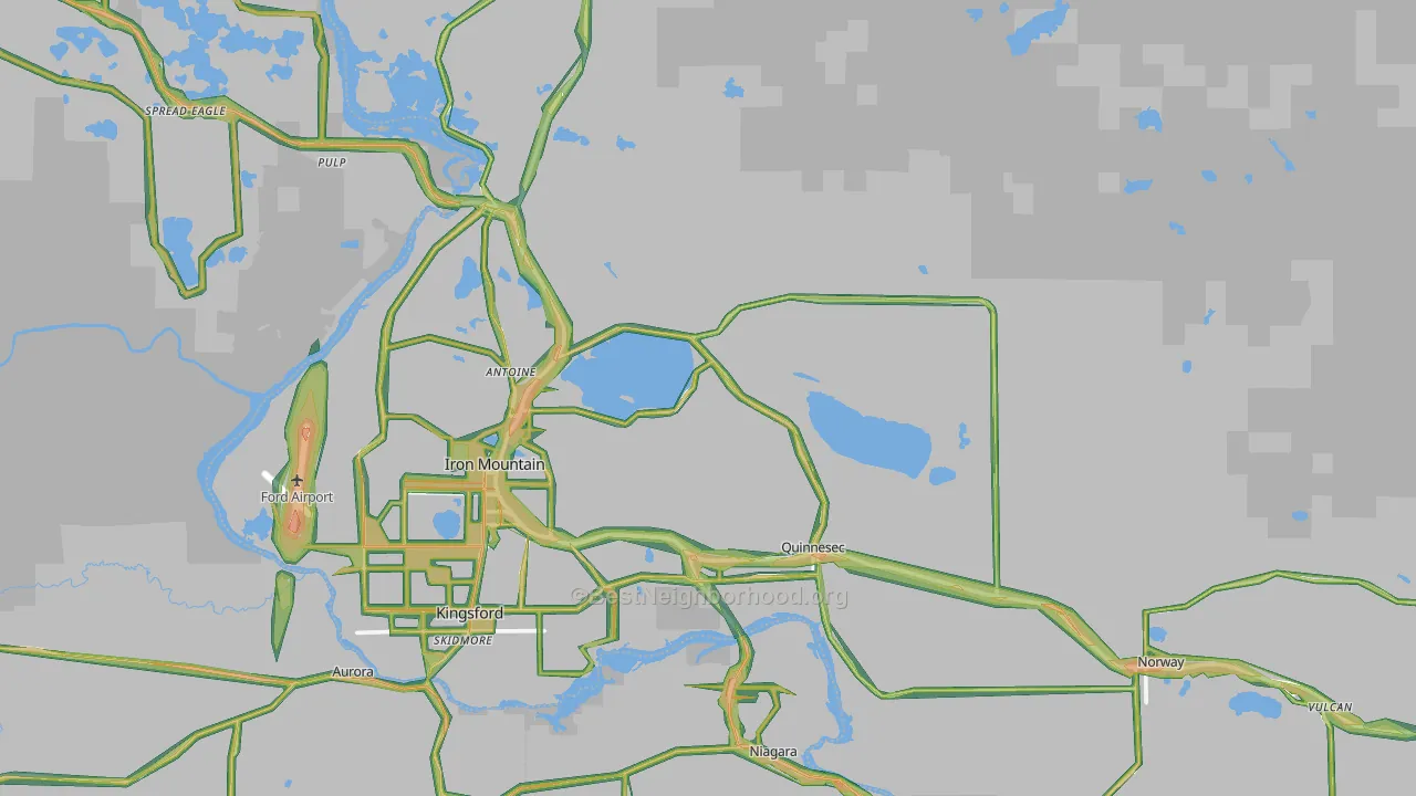 Dickinson County, MI Map of Noise Levels in Dickinson County