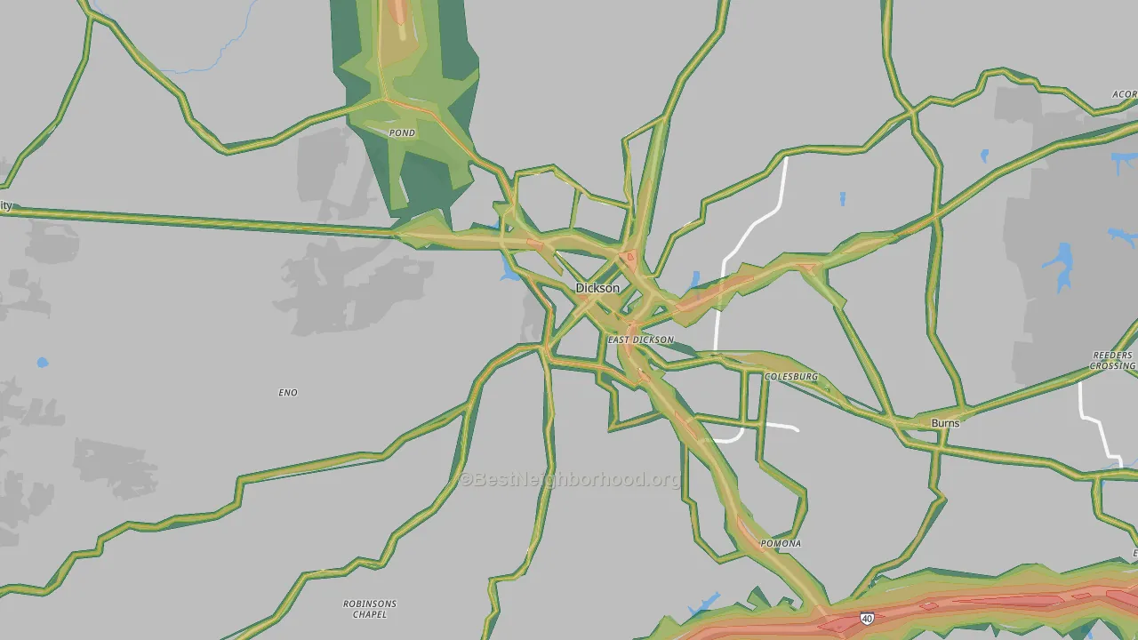 Dickson, TN Map of Noise Levels in Dickson