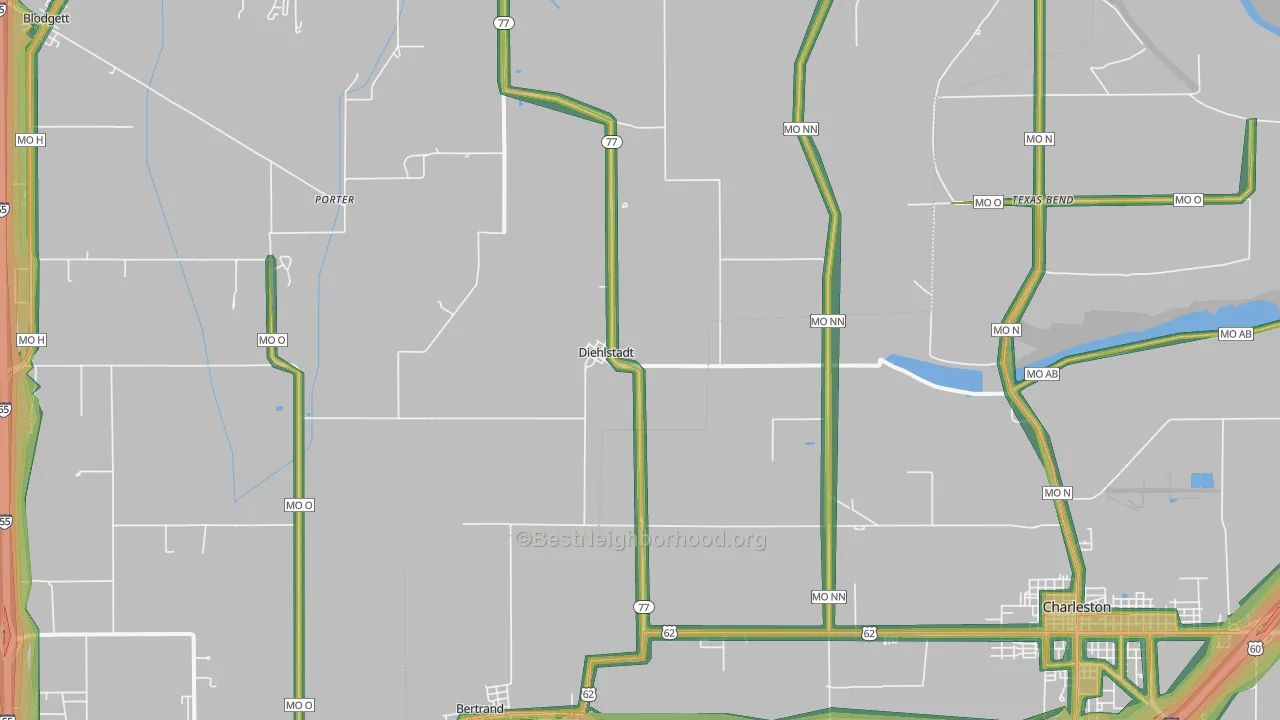 Diehlstadt, MO Map of Noise Levels in Diehlstadt