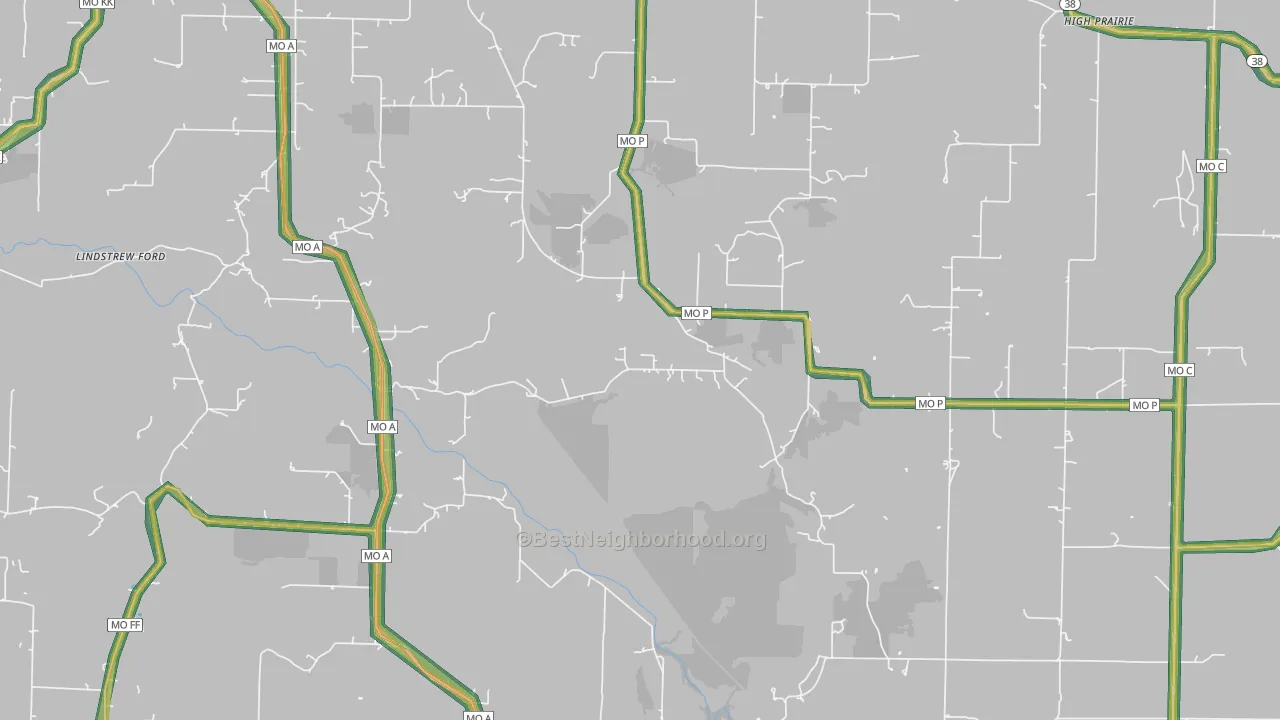 Diggins, MO Map of Noise Levels in Diggins