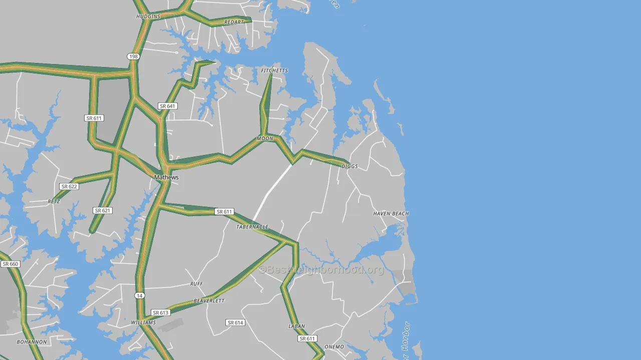Diggs, VA Map of Noise Levels in Diggs