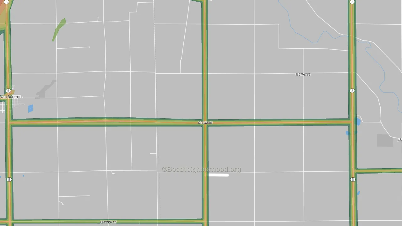 Dillman, IN Map of Noise Levels in Dillman