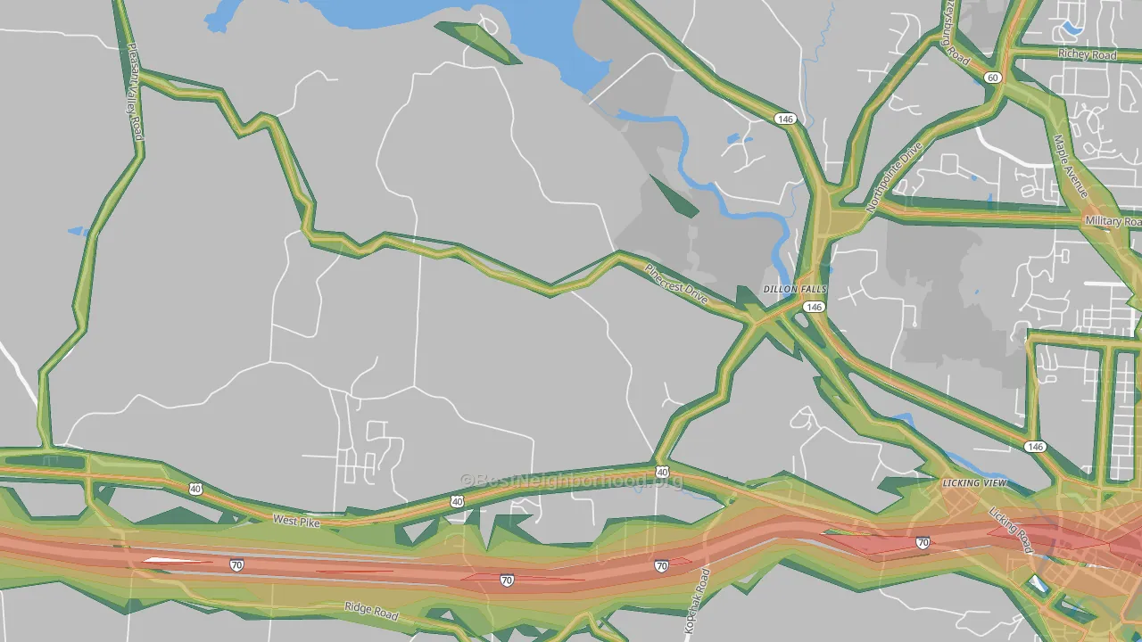 Dillon Falls, OH Map of Noise Levels in Dillon Falls