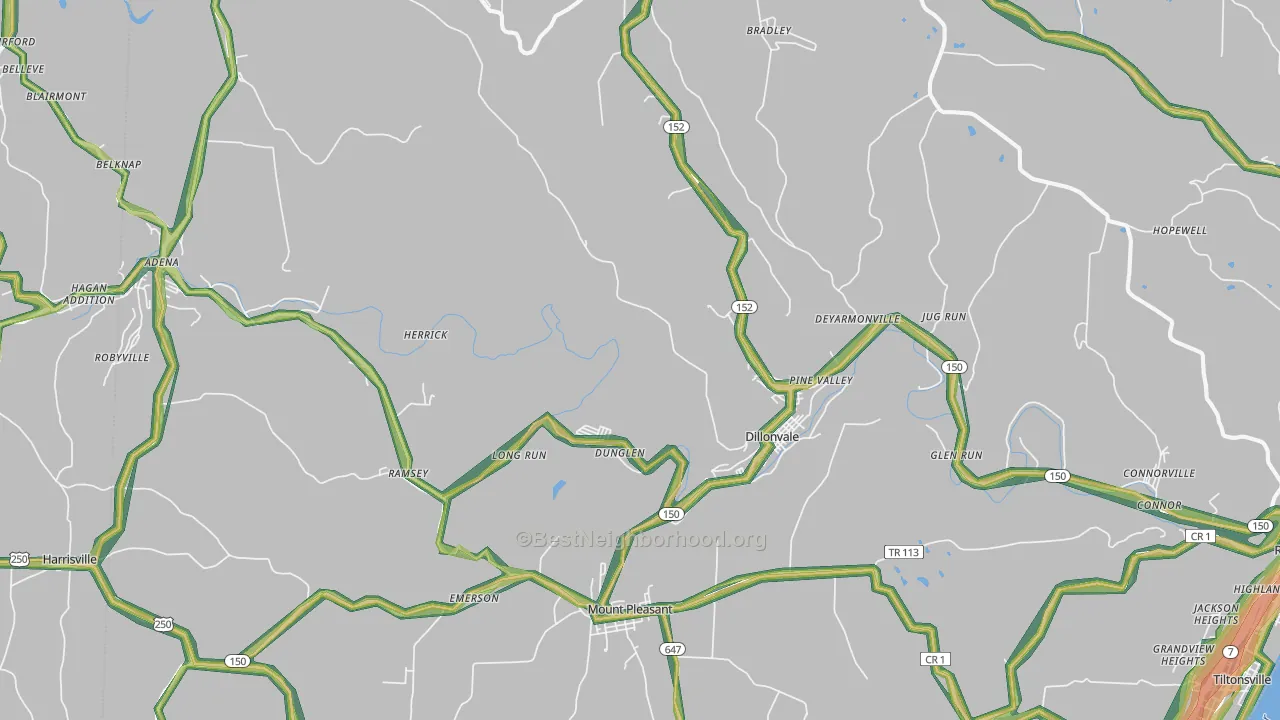 Dillonvale, OH Map of Noise Levels in Dillonvale