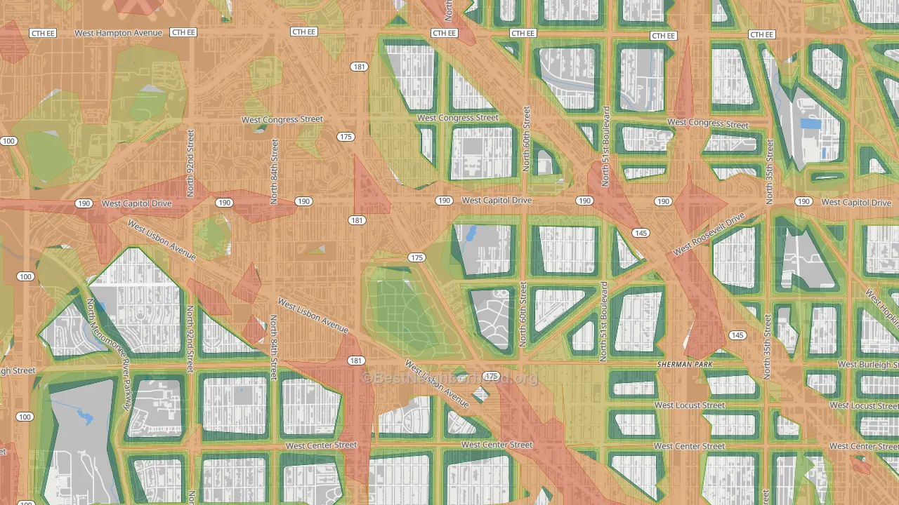 Dineen Park, Milwaukee, WI Map of Noise Levels in Dineen Park