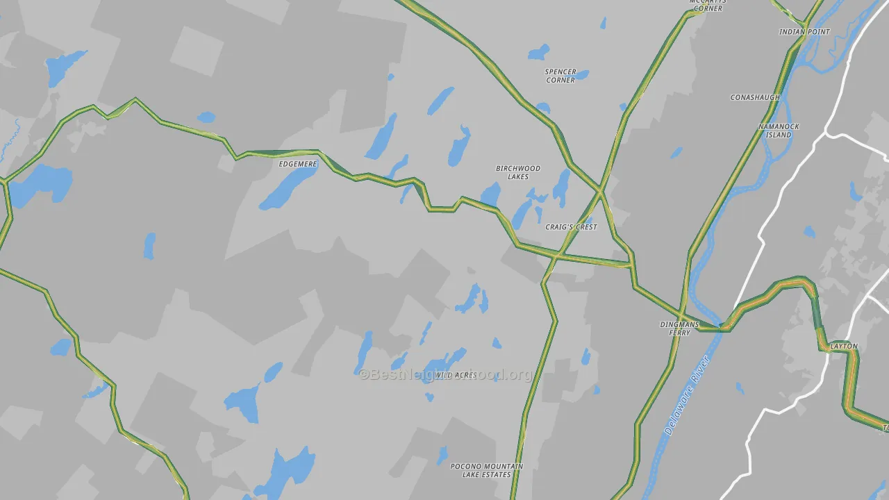 Dingmans Ferry, PA Map of Noise Levels in Dingmans Ferry