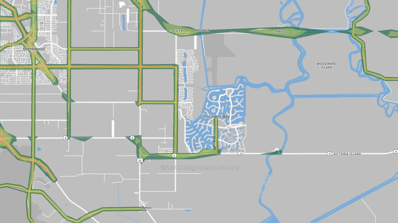 Discovery Bay, CA Map of Noise Levels in Discovery Bay